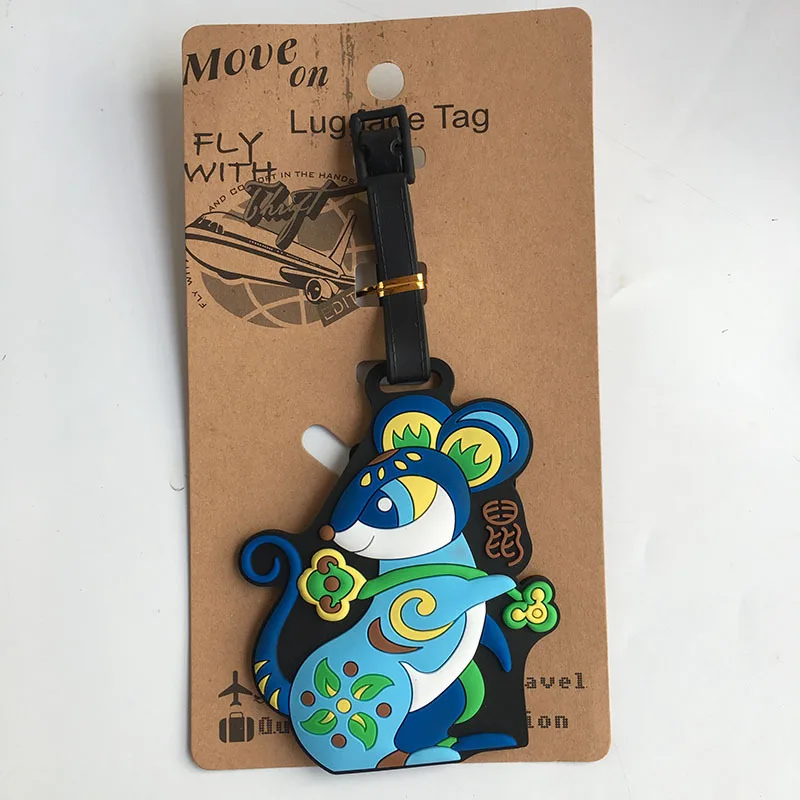 COSANER Chinese Zodiac Anime Luggage Tag PVC Pendants Portable Travel Label Suitcase Address Baggage Holder tags s | Украшения и