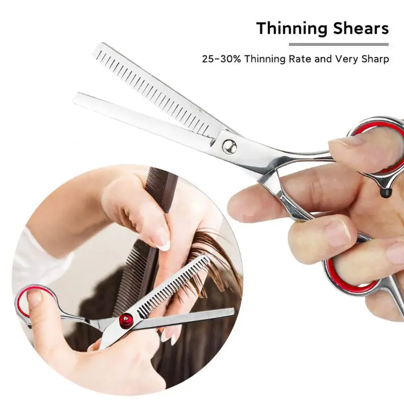 

9pcs Hair Scissor 6 Inch Barber Hairdressing Cutting Professional Shear Stainless Steel Thinning Scissor Barbershop Salon Set