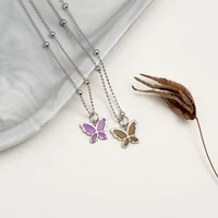 new women chains ins south korea transparent color butterfly necklace personality wild niche design choker clavicle chain female