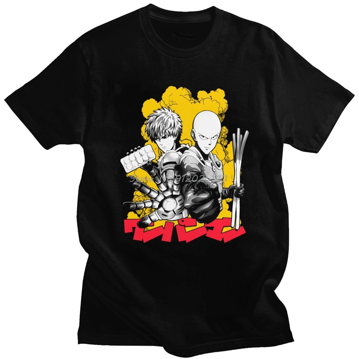 

Retro Men's One Punch Man T Shirt Short Sleeves Cotton Manga T-shirt Saitama Sensei Strongest Hero Anime Tee Fans Clothing Gift