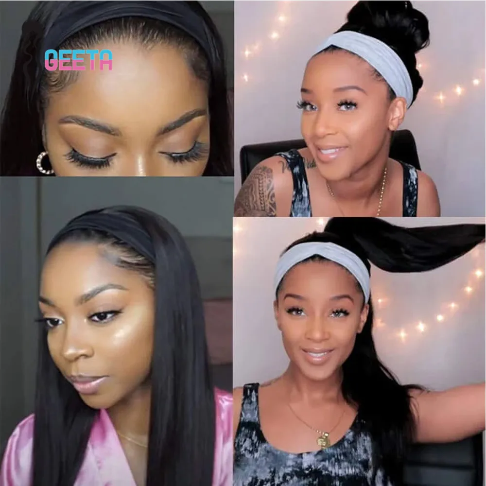 

Geeta Hair Headband Wig Human Hair Wigs Glueless None Lace Frontal Human Hair Wigs Brazilian Hair Wigs Remy Human Hair Wigs