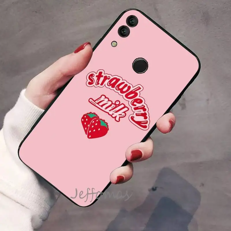 

Strawberry fruit cute pink print Phone Case For Huawei Honor view 7a5.45inch 7c5.7inch 8x 8a 8c 9 9x 10 20 10i 20i lite pro