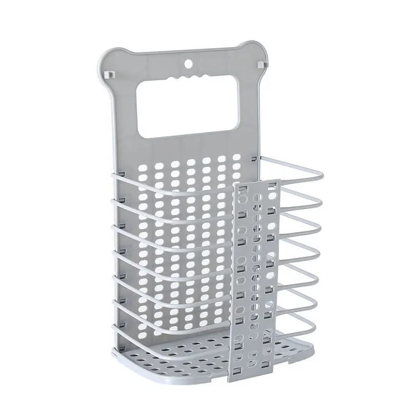 

Upgraded Plastic Dirty Laundry Basket Foldable Home Dirty Hamper Sturdy Handle with No Drilling Hooks