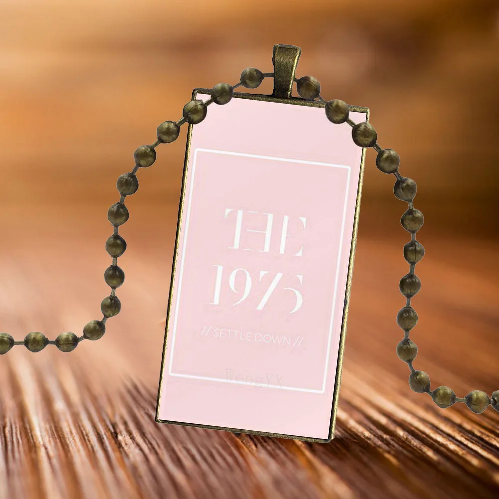 Band Music The 1975 Songs Logo Glass Pendant Necklace Handmade Half Rectangle For Women Men | Украшения и аксессуары