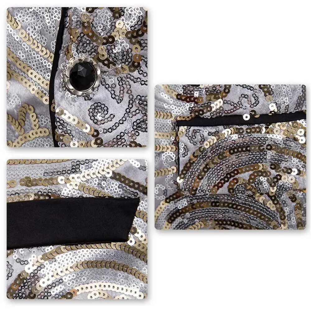 Мужской Блейзер золотого и серебряного цвета блейзер для свадьбы вечеринки