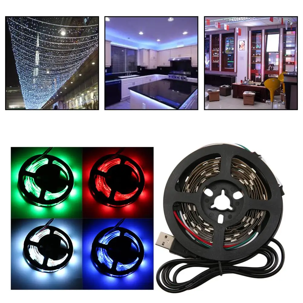 

WS68 12 RGB 5050 SMD LED Strip Lamps No Waterproof Flexible LED Tape Light USB 5V Christmas Decoration Lamp White Strip Light