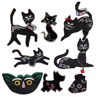 new proud black cat of lovely animals badges patch black handbag patch biker iron on cheap embroidered clothing accessories