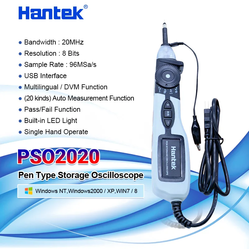 Hantek PSO2020 USB ручка Тип хранения цифровой осциллограф USB 1 канал 20 МГц 96MSa/s диагностический инструмент