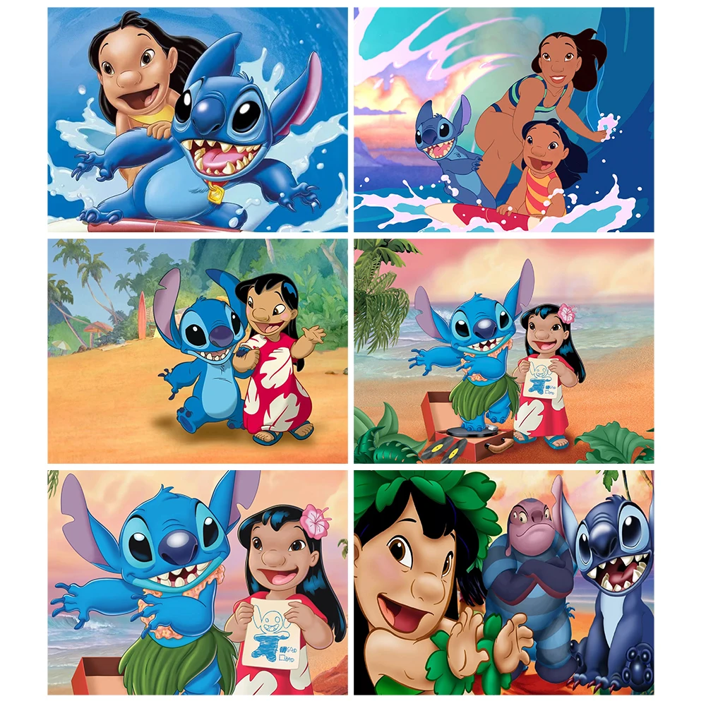 

Disney Lilo & Stitch 5D DIY Diamond Painting Cartoon Round Embroidery Mosaic Kit Handmade Art Gift Home Decor