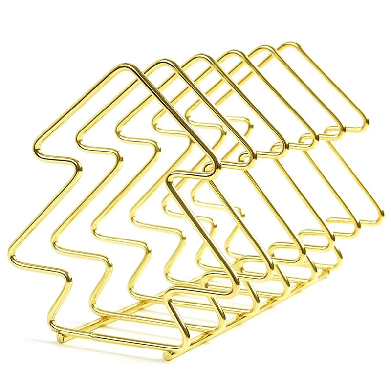 

HOT File Sorter Organizer 5 Section Iron Wire Book Ends azine Stand to Storage Mail,Paper,Document,Folder,Office(Gold)