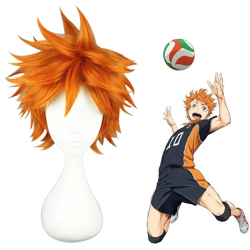 

Anime Haikyuu Shoyo Hinata Orange Wig Halloween Cosplay Costume Prop Wig Unisex