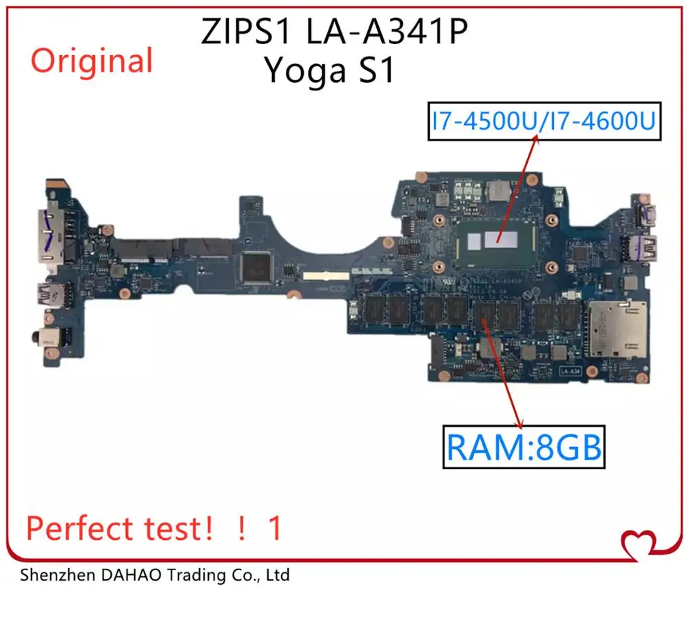 FRU:04X6417 для Thinkpad S1 Lenovo Yoga Материнская плата ноутбука ZIPS1 LA A341P с ЦП: I7 4500U/4600U