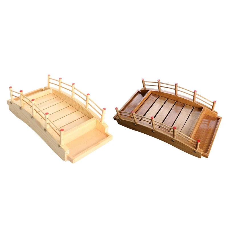 

Japanese Wooden Cuisine Sushi Bridge Boats Pine Creative Sushi Sashimi Platter Sushi Tableware Decoration Ornament