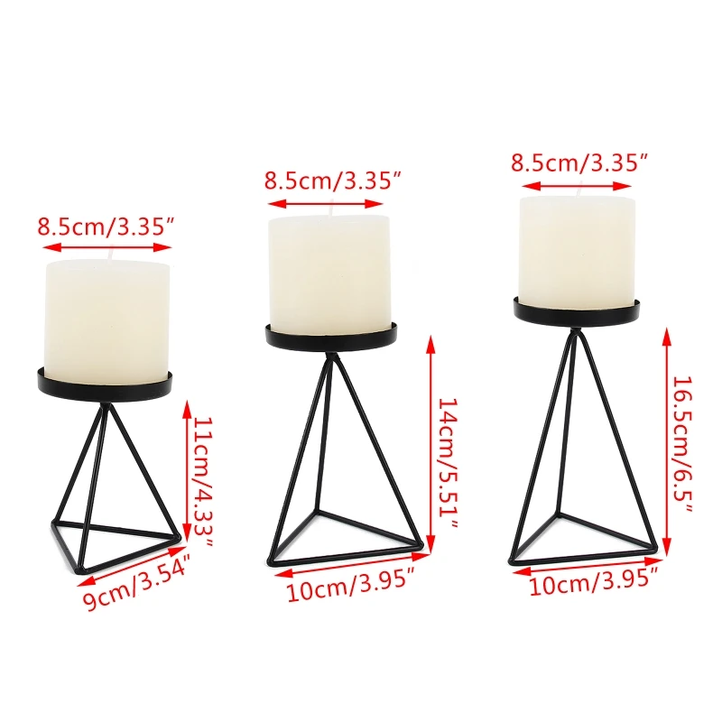 

Nordic Style Wrought Iron Geometric Candle Holder Triangle Candlestick Decor
