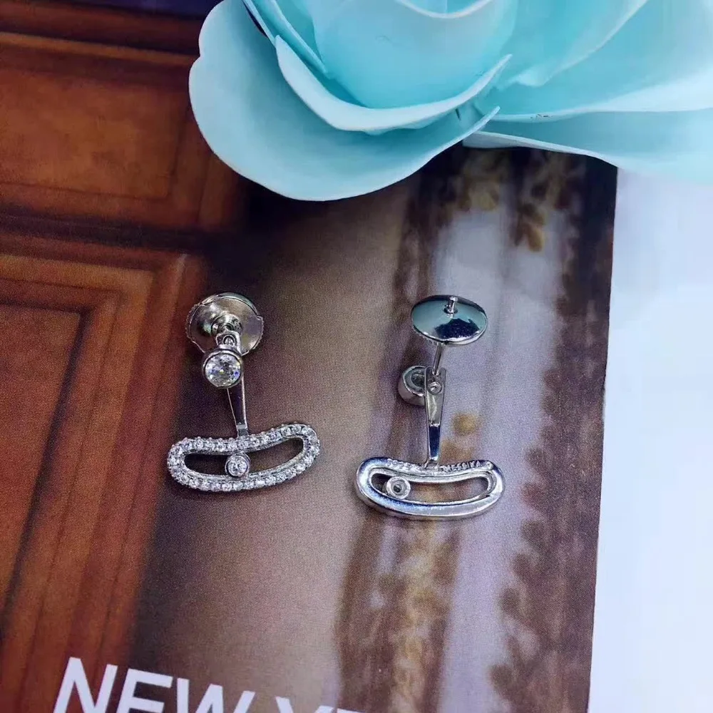 Перемещение камень серьги из коллекции moda mujer 2018 Элитный бренд дизайн 925 пробы