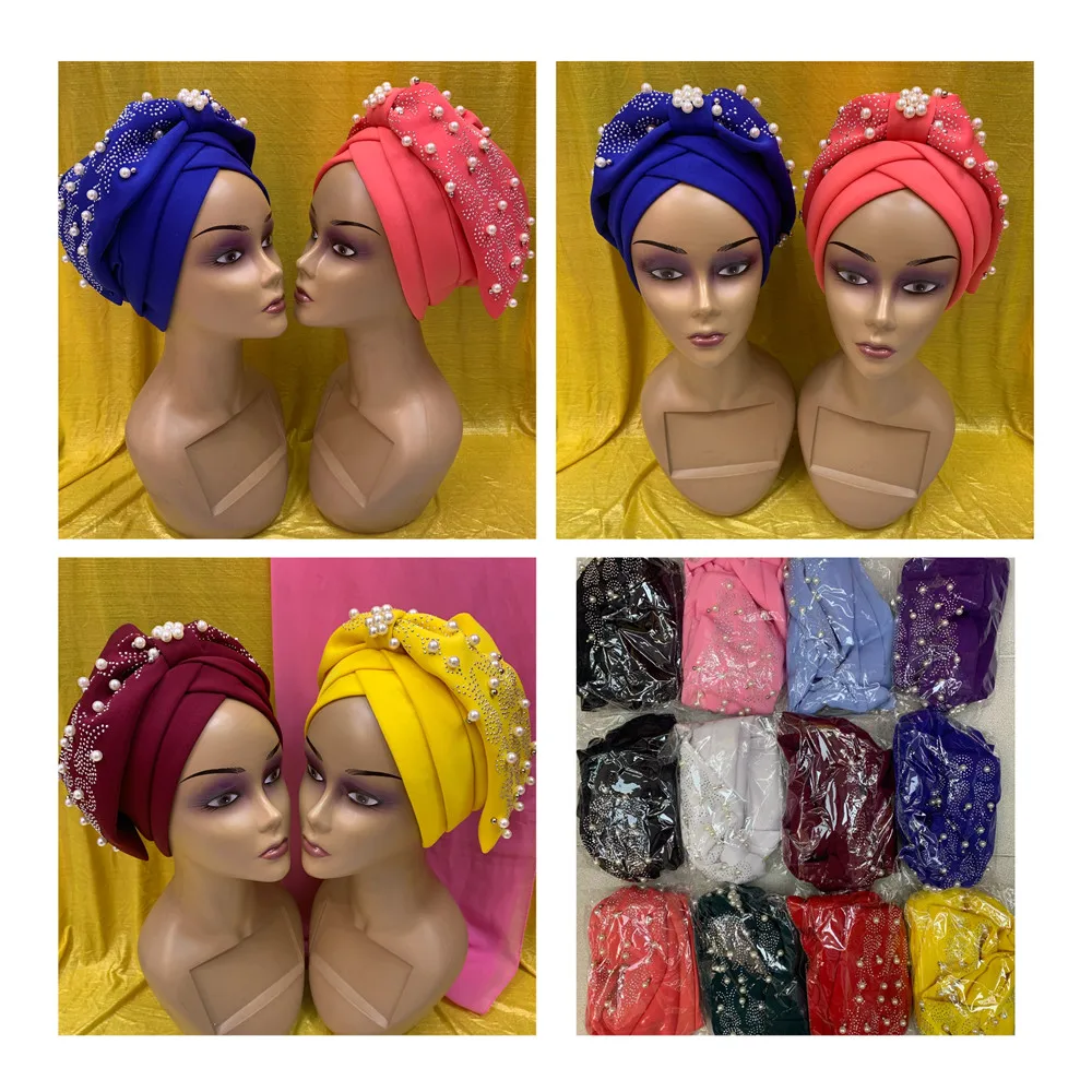 Тюрбан шапка мусульманский головной убор хиджаб с жемчугом под шарф Женская