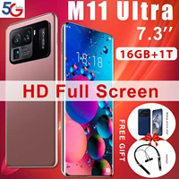 new smartphone m11 ultra 7 3 inch full display 16gb 1t 48mp 64mp face recognition 4g 5g qualcom 888 mobile phones