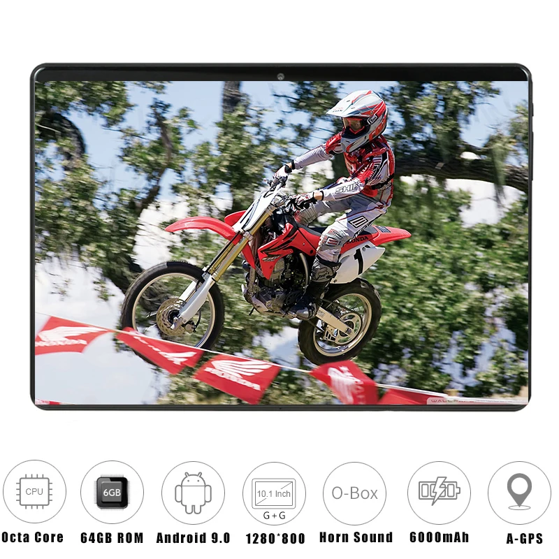 Планшет Android 9 0 6 ГБ ОЗУ 64 Гб ПЗУ четыре ядра две камеры 1280 МП 800x10 1 телефон с ips