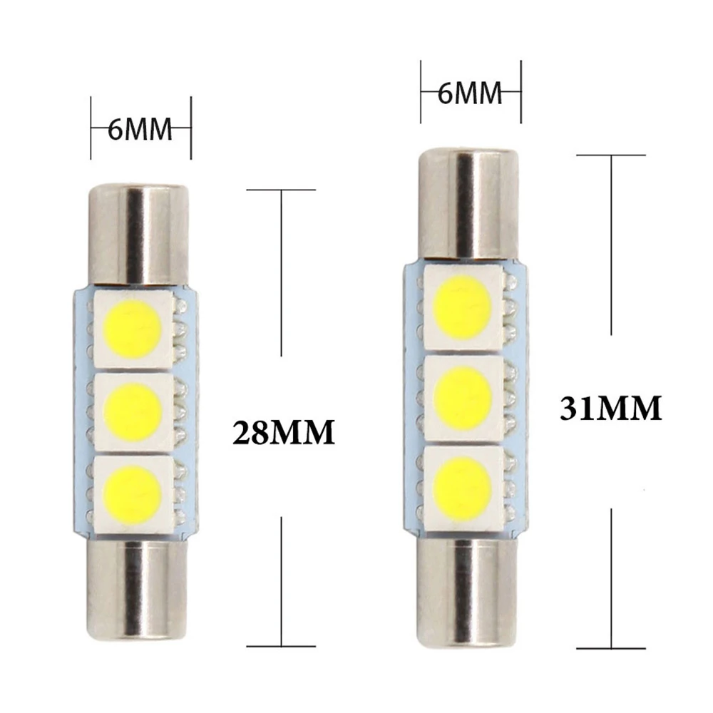 T6.3 гирлянда 28 мм 31 5050 3 SMD Автомобильный светодиодный макияж лампа потолочный