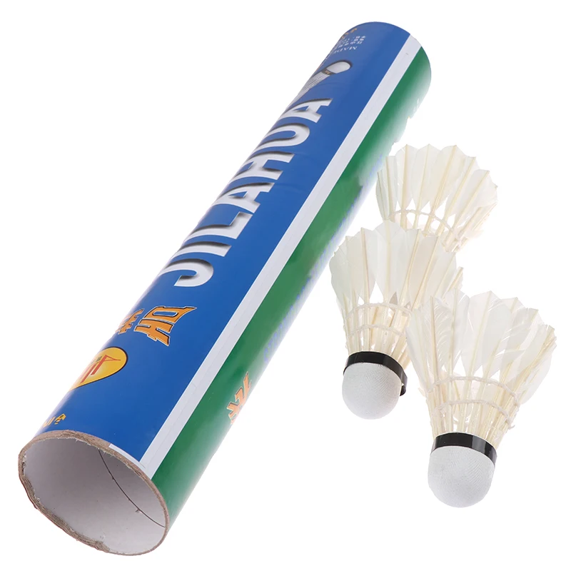 12 Pcs White Goose Feather Badminton Sport Shuttlecocks Durable Training Ball