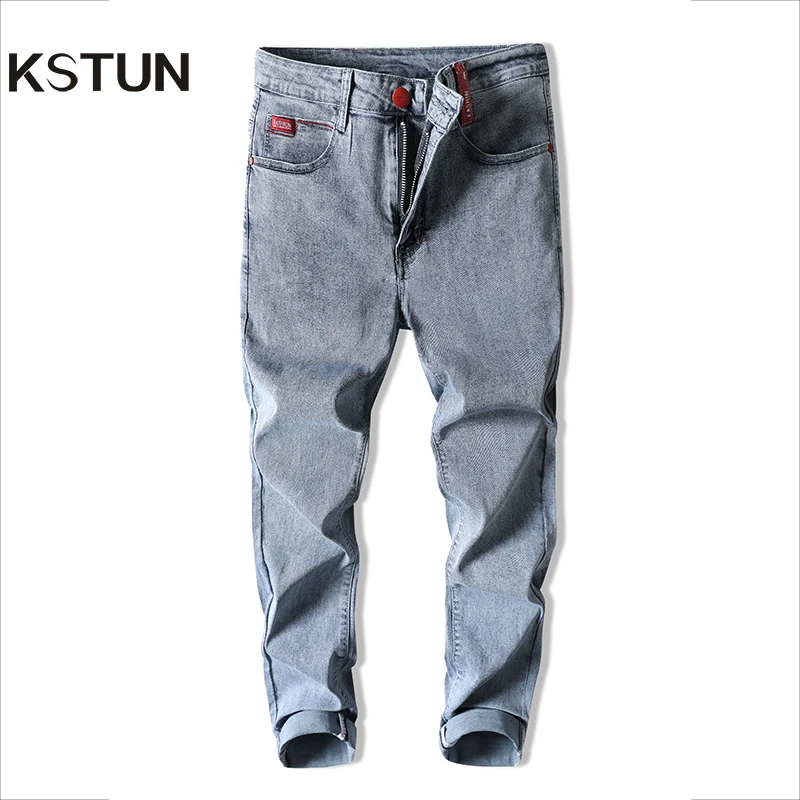 

Jeans Men Skinny Slim Fit 2021 Autumn New Arrivals Light Blue Gray Jeans Man Casual Pant Denim Trousers Fashion Desinger Jeans