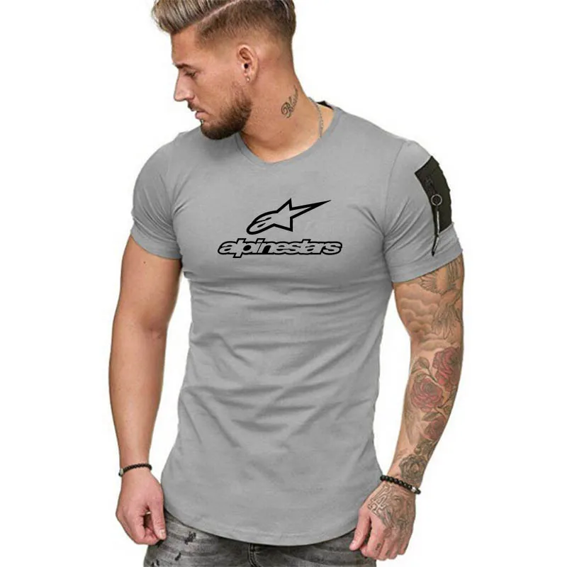 

Alpinestars Printing Letters Summer 2021 New Pure Cotto Men's Round Neck Casual Sports T-Shirt Trendy Fashion Slim Men's Top