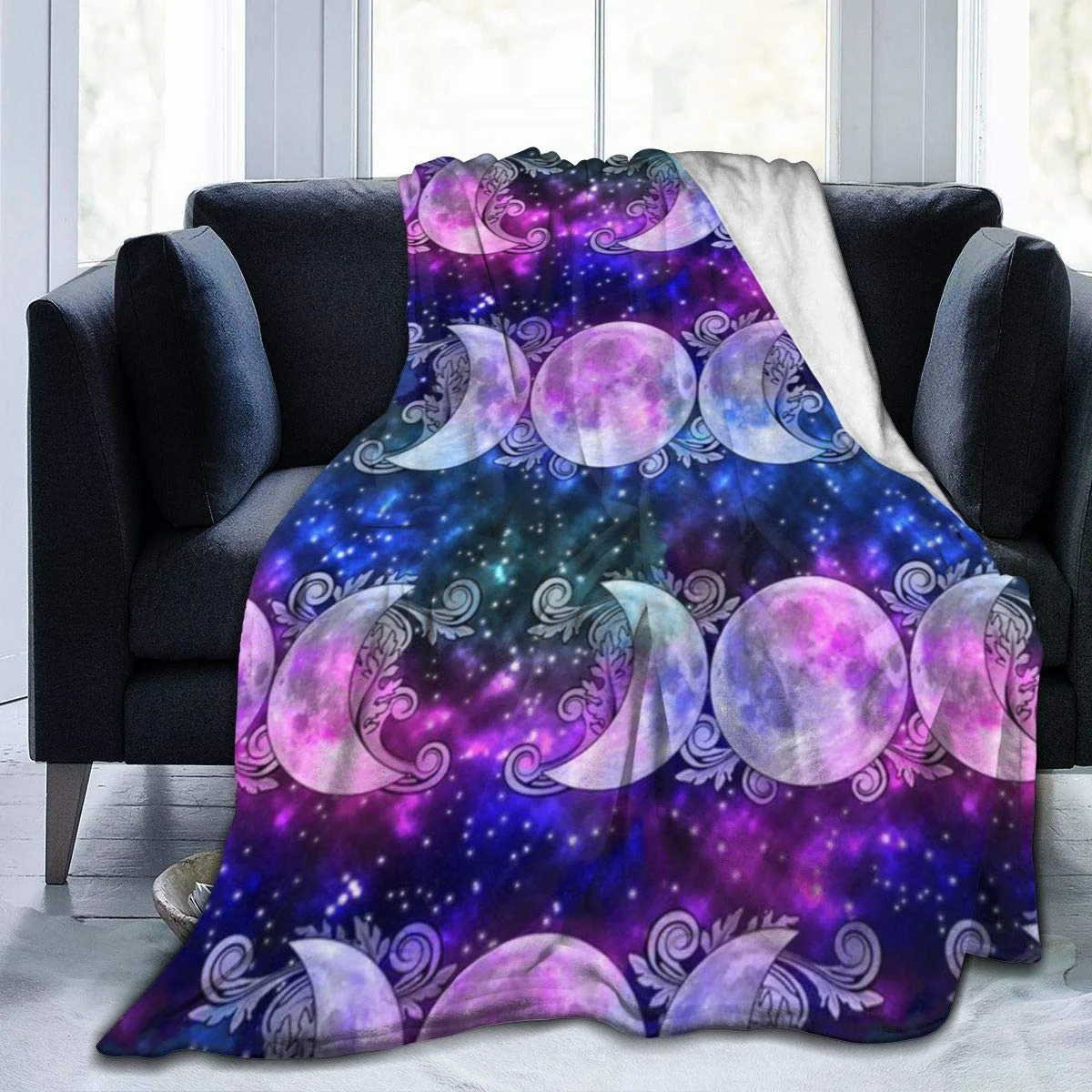 

Three-In-One Goddess Moon And Star Blanket Plush Fuzzy Fleece Light And Soft Warm And Comfortable Multi-Purpose Sofa Picnic