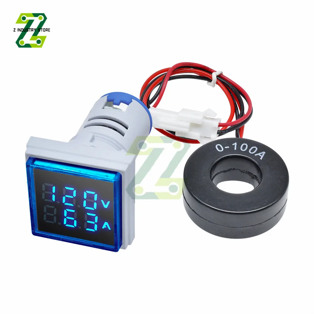 

22mm Square DIY Mini Digital Voltmeter AC 60-500V Volt Voltage Tester Meter Monitor Power LED Indicator Pilot Lamp Light Display