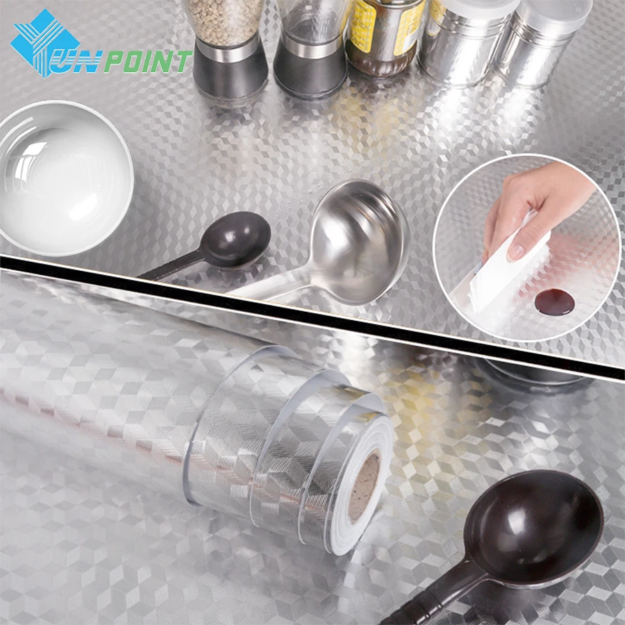 Кухонные водонепроницаемые молдингостойкие обои самоклеящаяся алюминиевая
