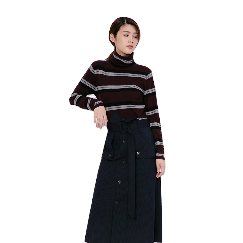 

Female striped turtleneck sweater knitting modal hitting scene imitation cashmere Japanese women's clothing