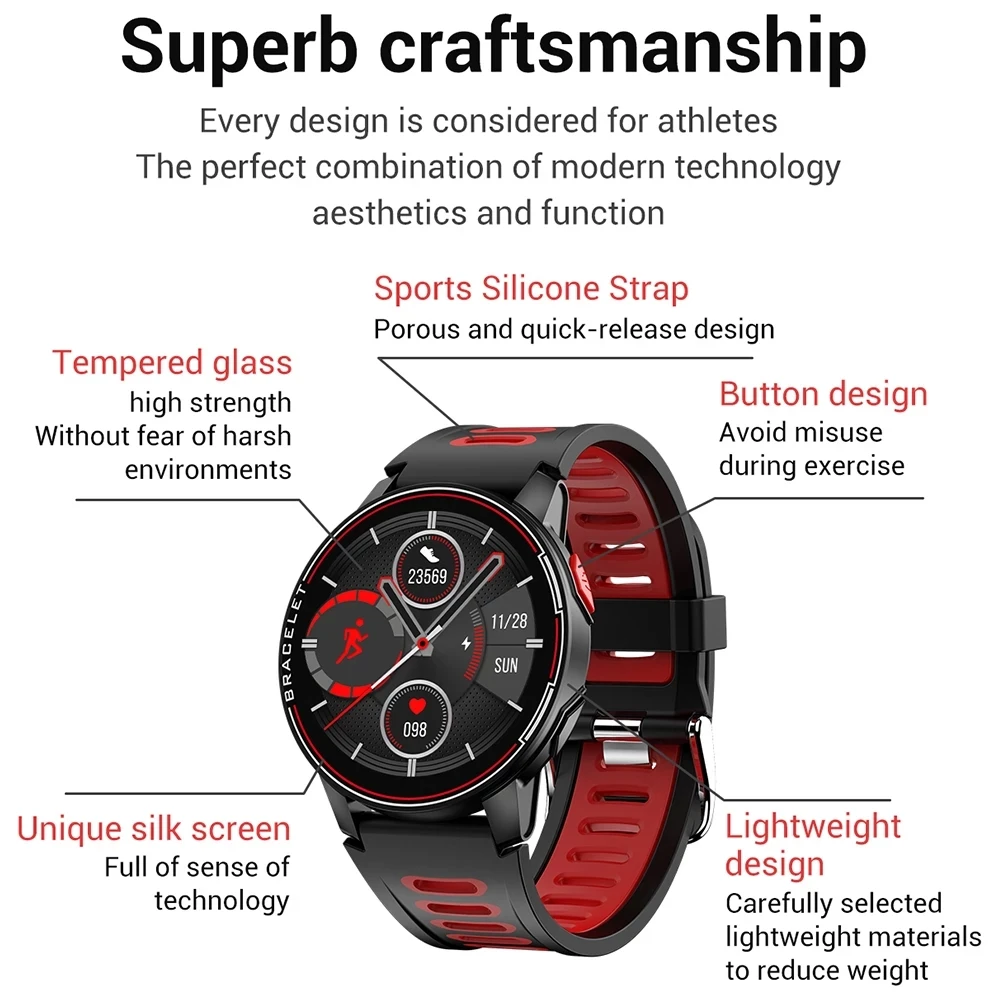 

New L6 Smart Watch for Men Women IP68 Waterproof Sport Smartwatch Bluetooth Fitness Tracker Heart Rate Monitor For Android IOS