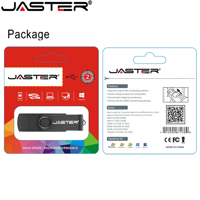 Флэш накопитель JASTER 2 в 1 OTG 8 ГБ 16 32 64 USB 0 флэш карта USB|USB флэш-накопители| |