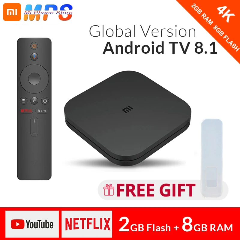 Оригинальная глобальная Xiaomi Mi ТВ коробка S 4K ТВ-приставка Android 8,1 со сверхвысоким разрешением Ultra HD, 2G 8G WI-FI Google Cast Netflix IPTV Set-Top Box 4 Media Player