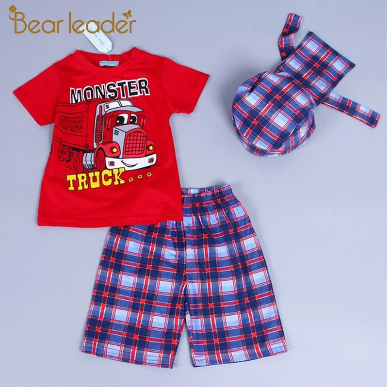 Bear Leader/Коллекция года, одежда для мальчиков летний повседневный комплект одежды для маленьких мальчиков, футболка с принтом в виде листьев+ штаны, 2 предмета, одежда для детей