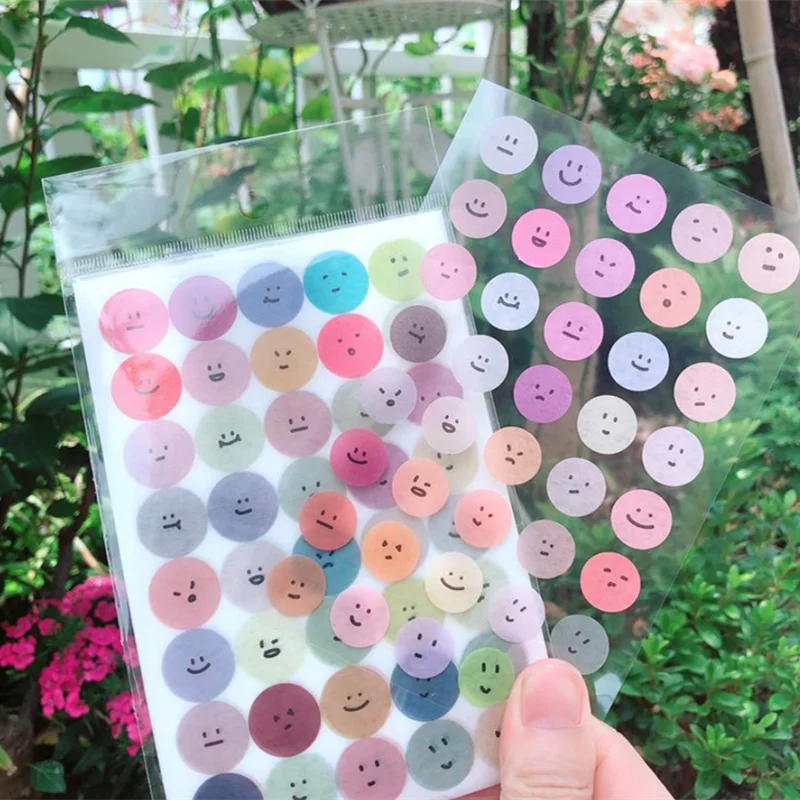 

6PCS Ins Cartoon Waterproof Stationery Stickers Phone Geometric Sticker Korean DIY Diary Album Stick Label School Stationery
