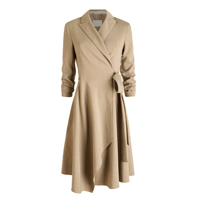 

great! Arched needle and bright thread, thin and wrapped lace up long sleeve suit dress for women in autumn and winter
