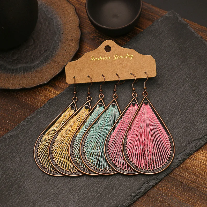 

Geometry Weave Earrings Set Tassel Earrings Jewelry Boho Women Bohemian Drop Long Earrings Earring Handmade Fringe Statement