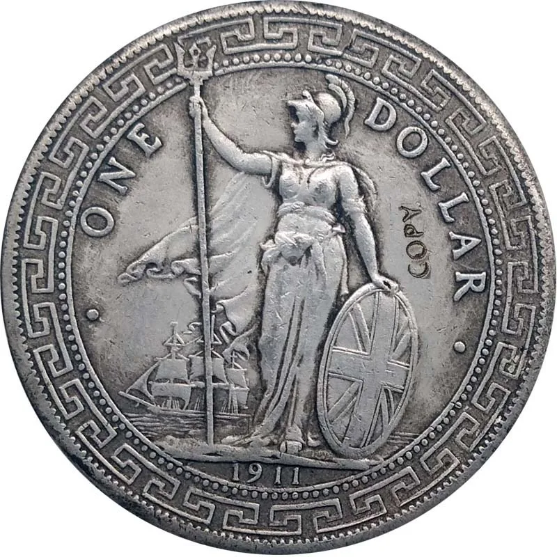 1911 английские торговые монеты КОПИЯ постоянный индийский 1 доллар