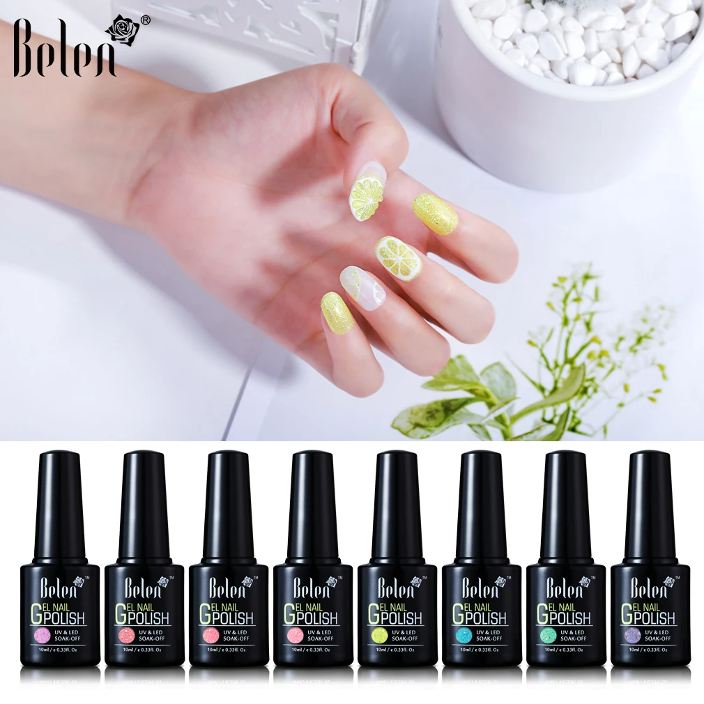 Гель для ногтей Belen лак с радужными блестками эмалированный УФ 10 мл|Гель ногтей| |
