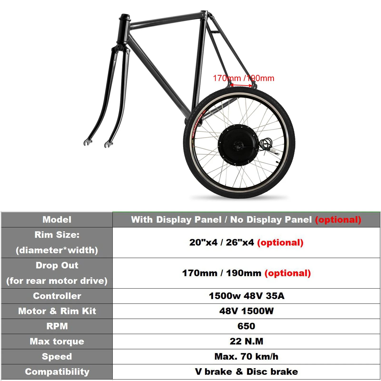 Новинка 2021 отличное качество телефон заднего колеса 26 дюймов 1500 Вт 48 В быстрая