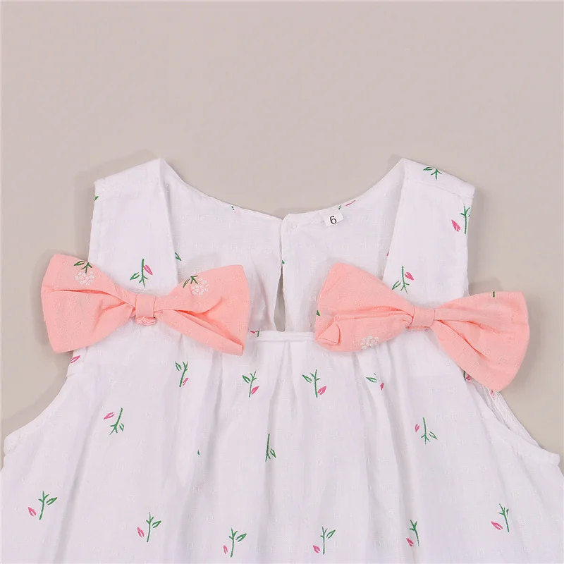 

Baby Girls Casual Suspender Short Dress Sweet Little Flower Bow A-line Princess Dress