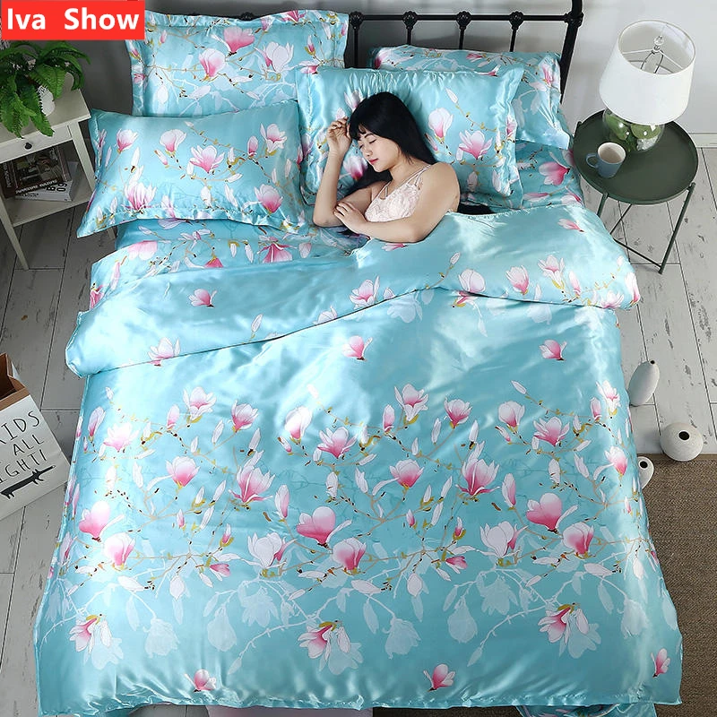 Комплект постельного белья из шелка с принтом | Дом и сад