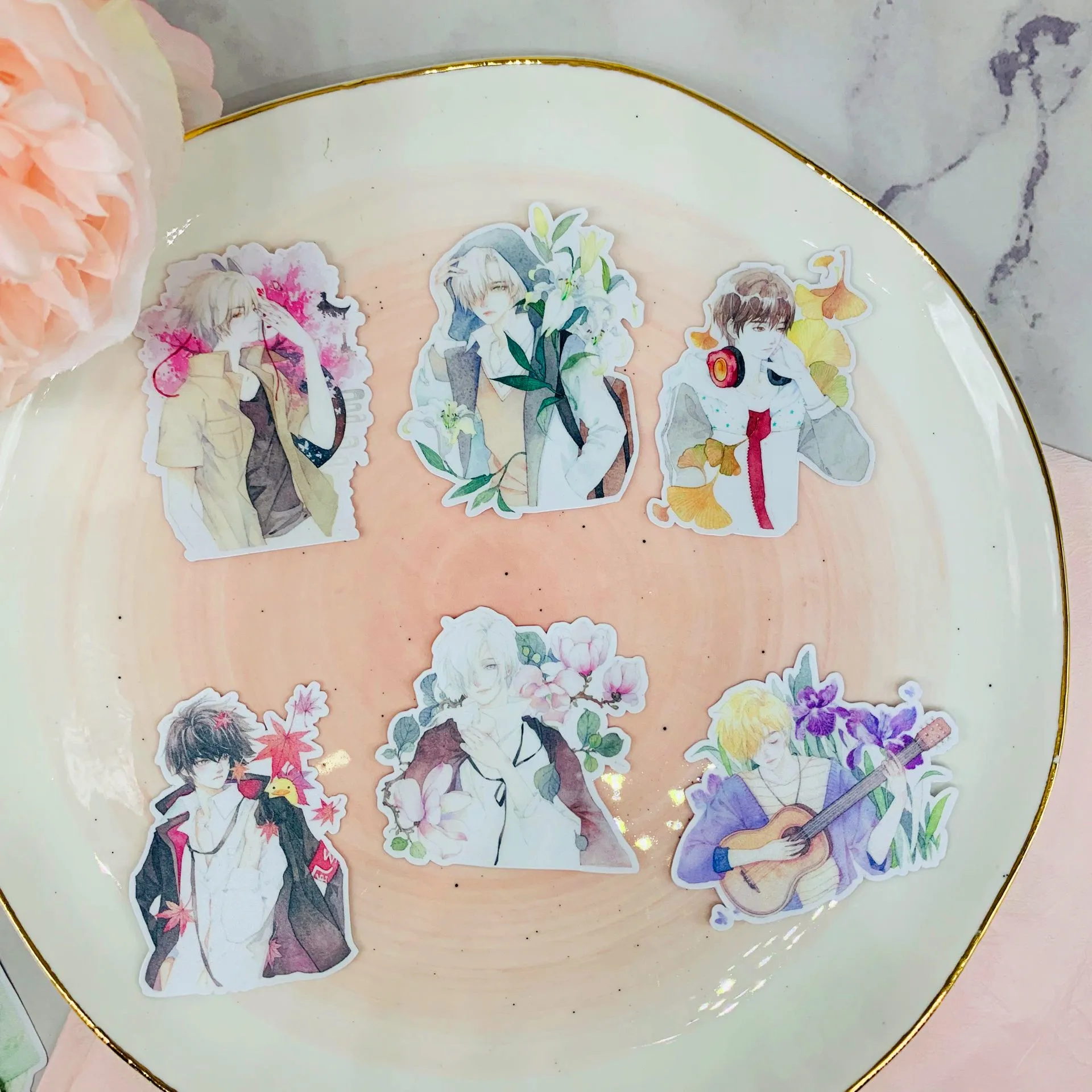 14 шт аниме мужские и женские бумажные наклейки поделки бумага для скрапбукинга