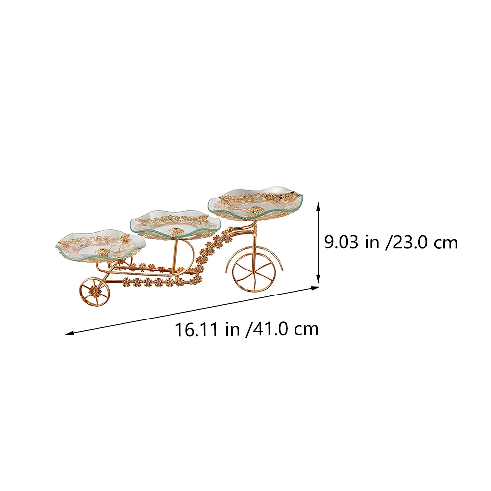 

European-Style Bicycle Shape Ornaments Glass Fruit Plate Luxury Room Fruit Dessert Tray Table Decoration Fruit Plate Snack Plate