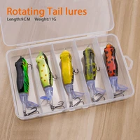 hot sale set 9cm11g topwater fishing lure kit set with box artificial bait hard soft rotating tail fishing tackle fishing bait