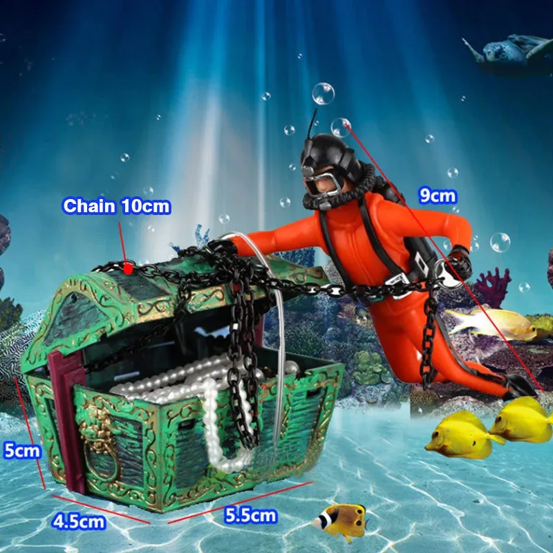 

New Unique Design Treasure Hunter Diver Action Figure Fish Tank Ornament Landscape Aquarium Decoration Accessories