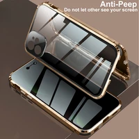 anti peeping privacy glass case for iphone 12 pro max case luxury magnet metal bumper shockproof case for iphone 12 mini cover