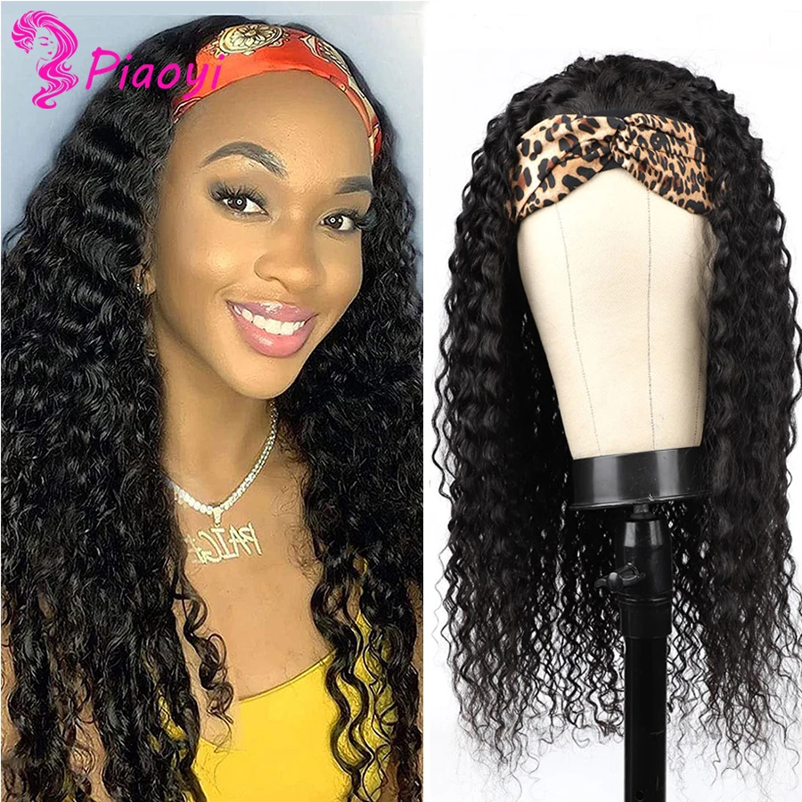 

Kinky Curly Headband Wig Human Hair Glueless Cheap Full Machine Made Wigs For Black Women Designer Indian Remy Curly Hair