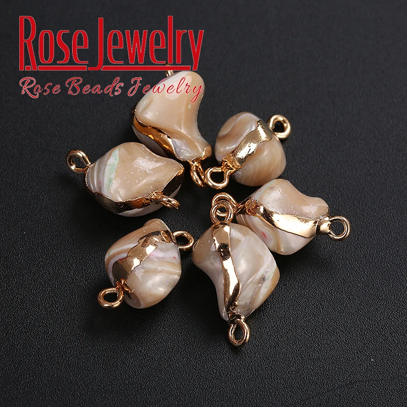 

3PCS Irregular Heat Treated Mother Of Shell Beads Rim Bound Baroque Loose Beads For Jewelry Making DIY Necklace Earring 10x12mm