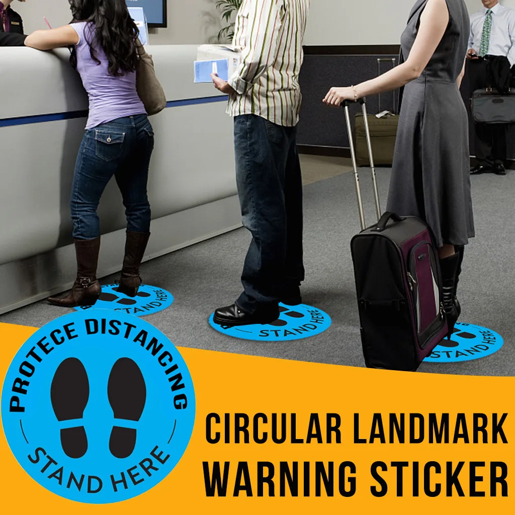 Стоьте здесь напольный знак наклейка держите 6 футов между расстояниями маркер